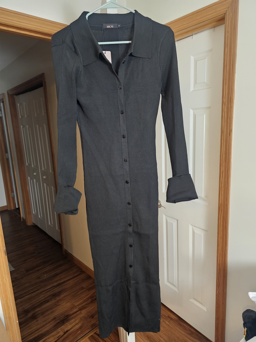 MICAS Ribbed Button-Down Maxi Dress